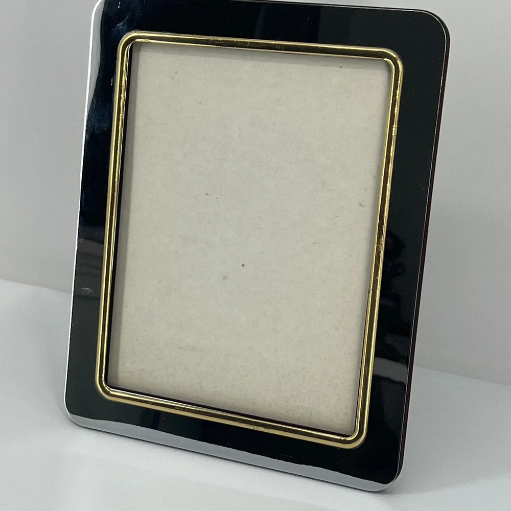 Vintage Picture Frame Chrome Gold Rim Mixed Metal Regency Art Deco Silver 8x10